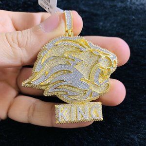 Gold Finish Lion Face King Hip Hop Pendant Chain
